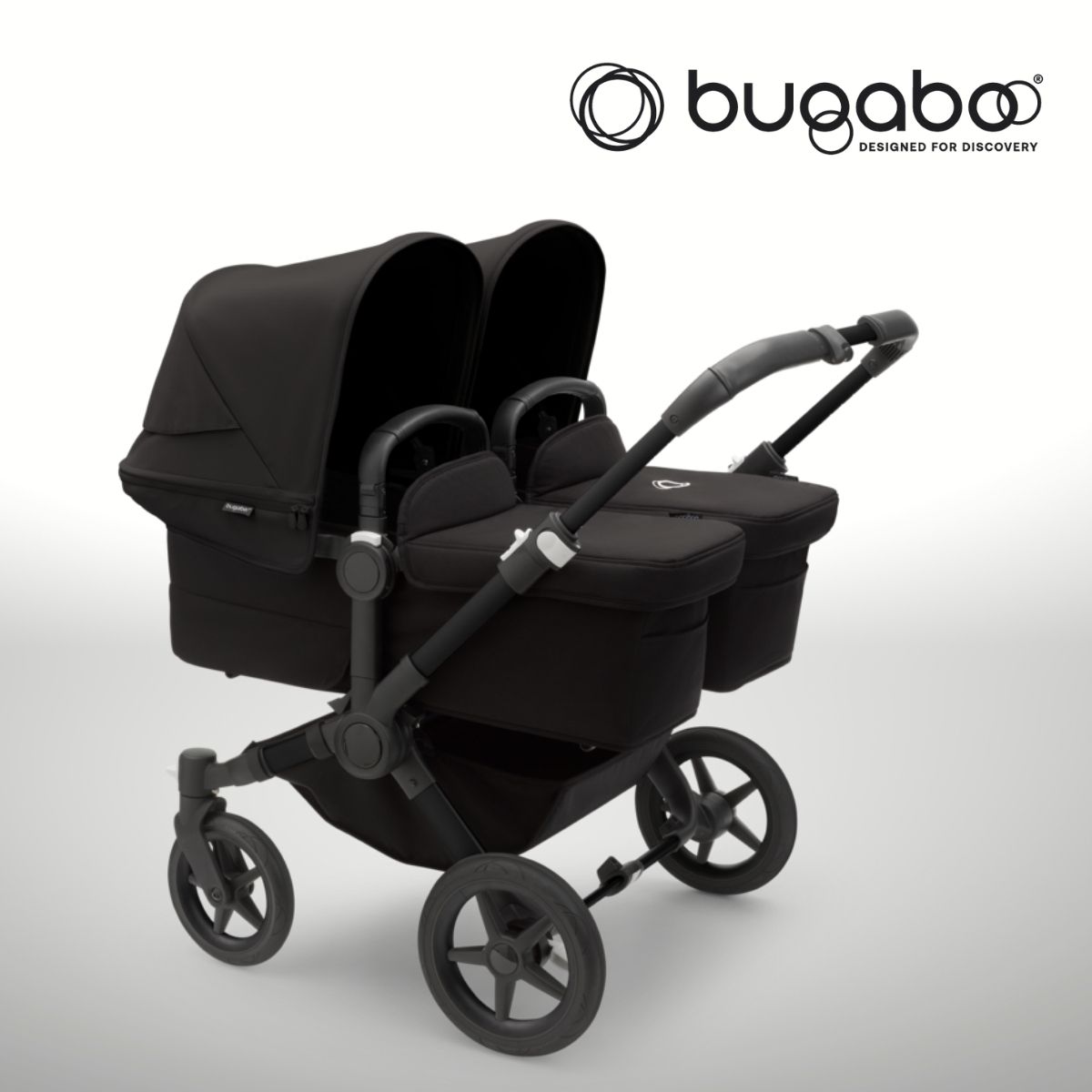 Bugaboo Donkey 5 Twin Zwillingskinderwagen- Schwarz- Mitternachtsschwarz- Mitternachtsschwarz