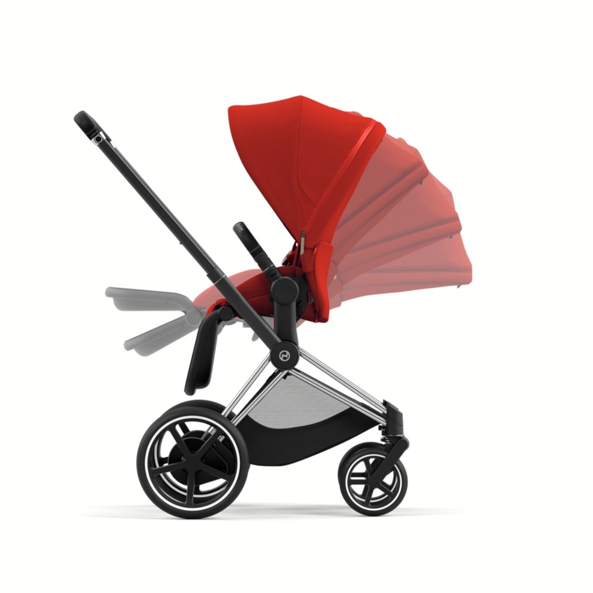 Cybex e-Priam 4 Kombikinderwagen Gestell Chrome Black, Stoff Autumn Gold