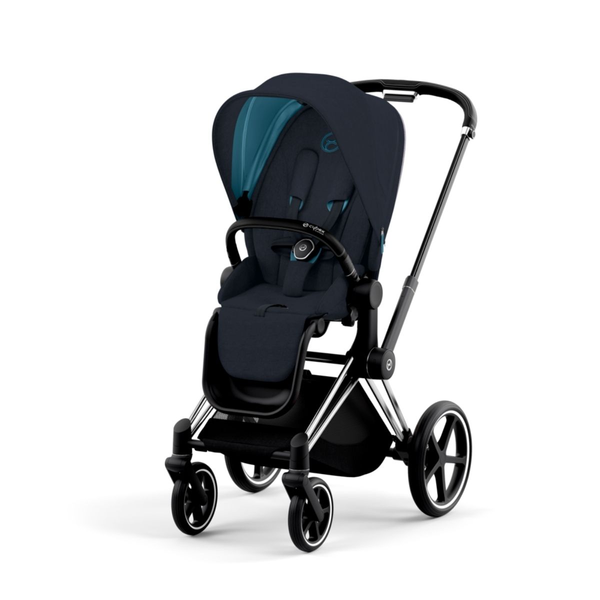 Cybex Priam 4 Kinderwagen Chrome Black Rahmen- Midnight Blue Plus