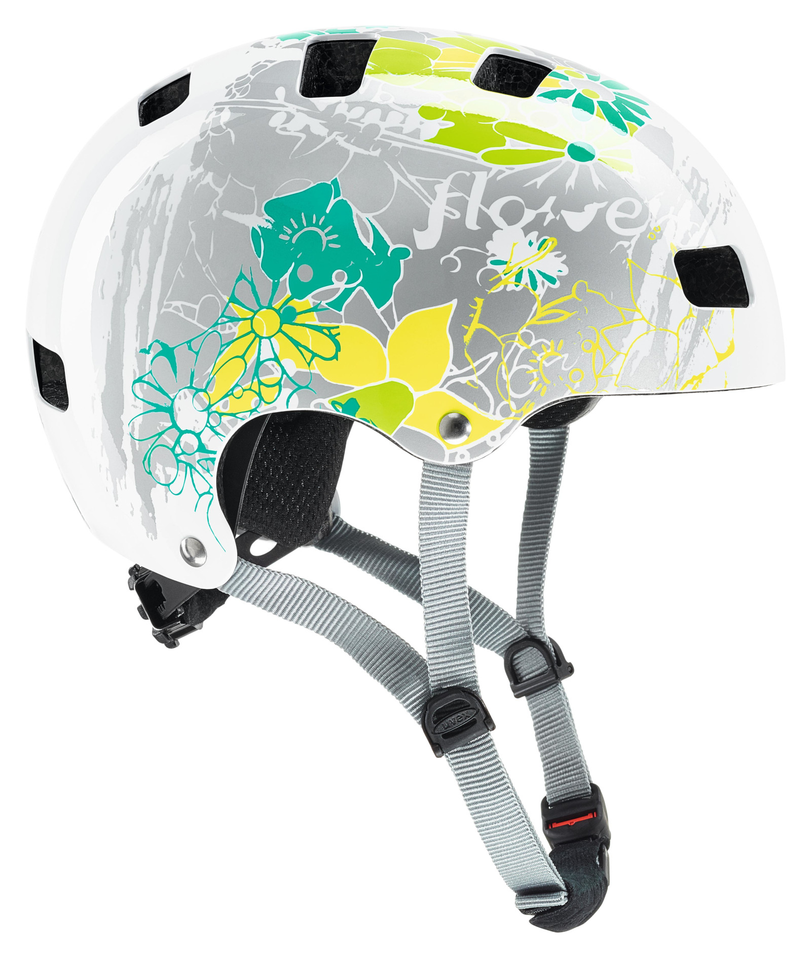 uvex kid 3 Fahrradhelm white flower