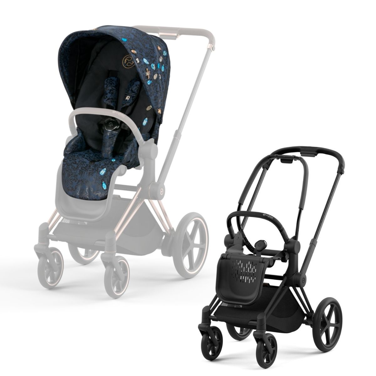 Cybex Priam 4 Kombikinderwagen- Matt Black Rahmen - Jewels of Nature