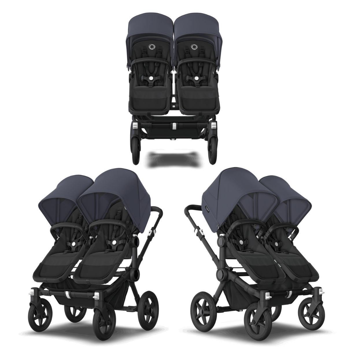 Bugaboo Donkey 5 Twin Mix & Match Schwarz- Mitternachtsschwarz- Sturmblau