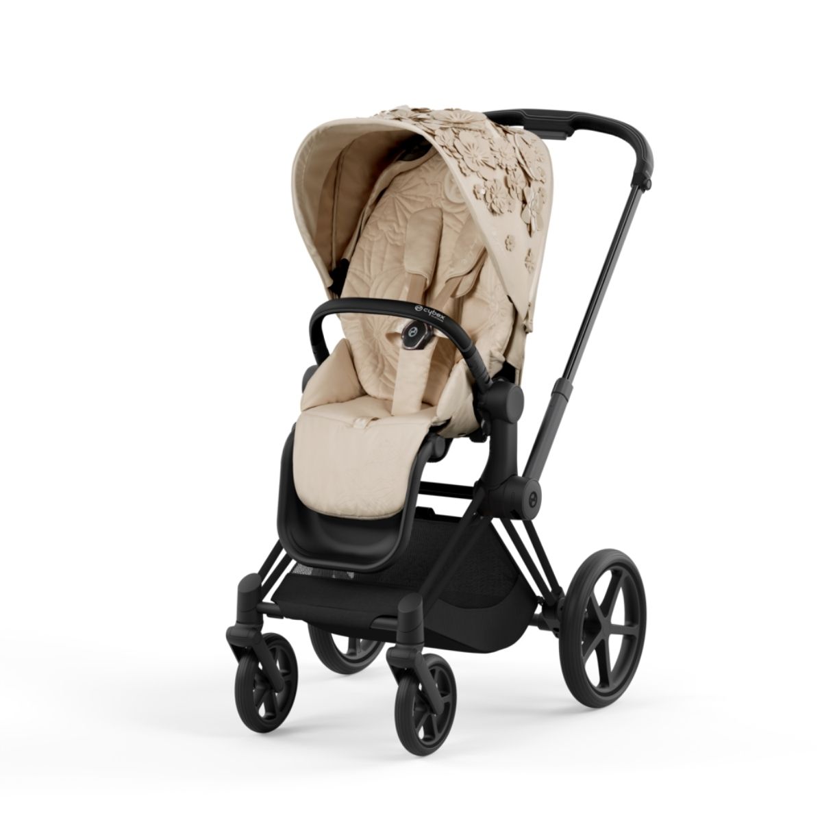 Cybex Priam 4 Kombikinderwagen- Matt Black Rahmen - Simply Flowers Beige