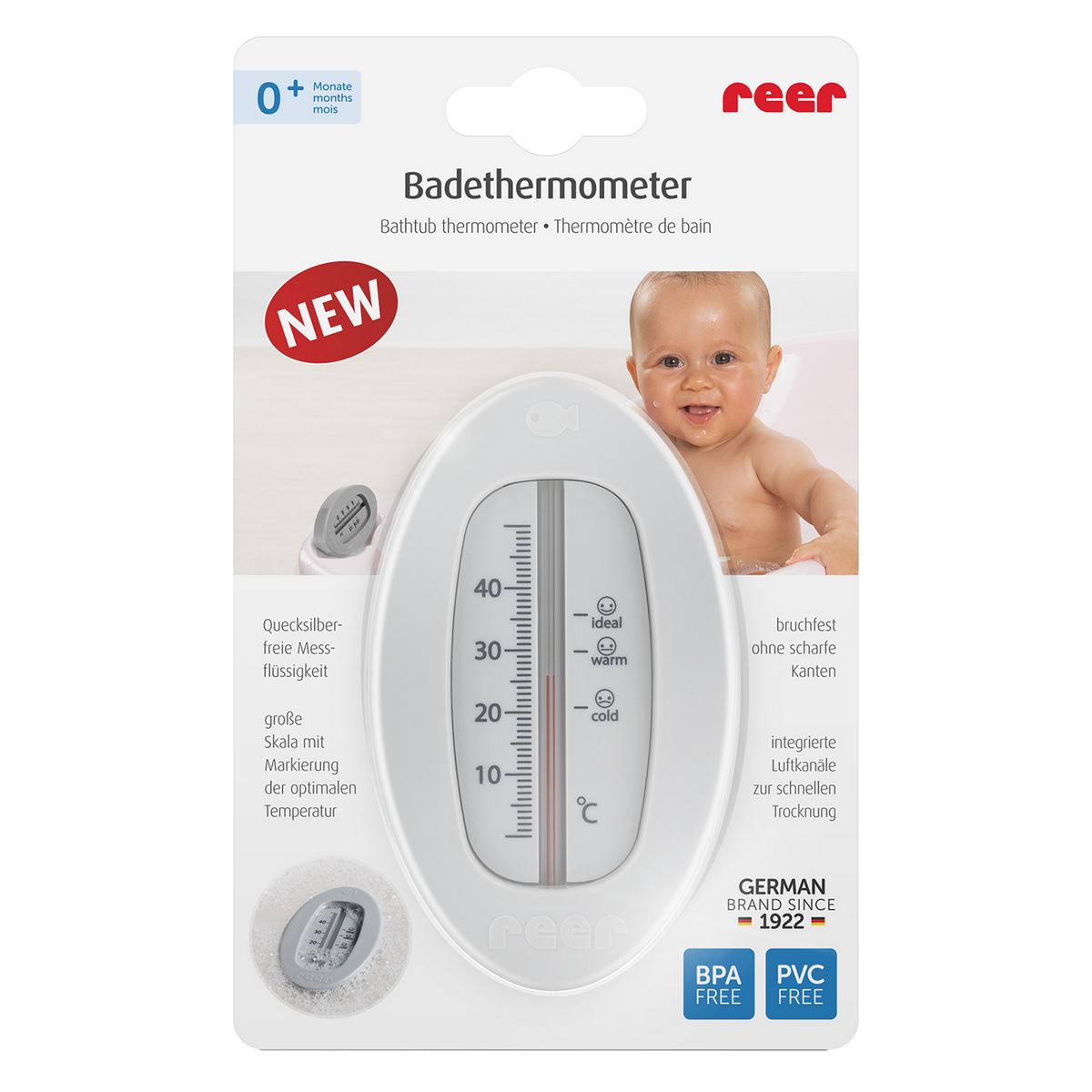 Reer Badethermometer Oval- Grau