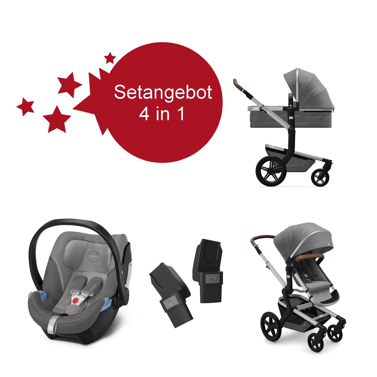 Joolz Day+ Kinderwagen Radiant Grey Setangebot mit Aton 5 