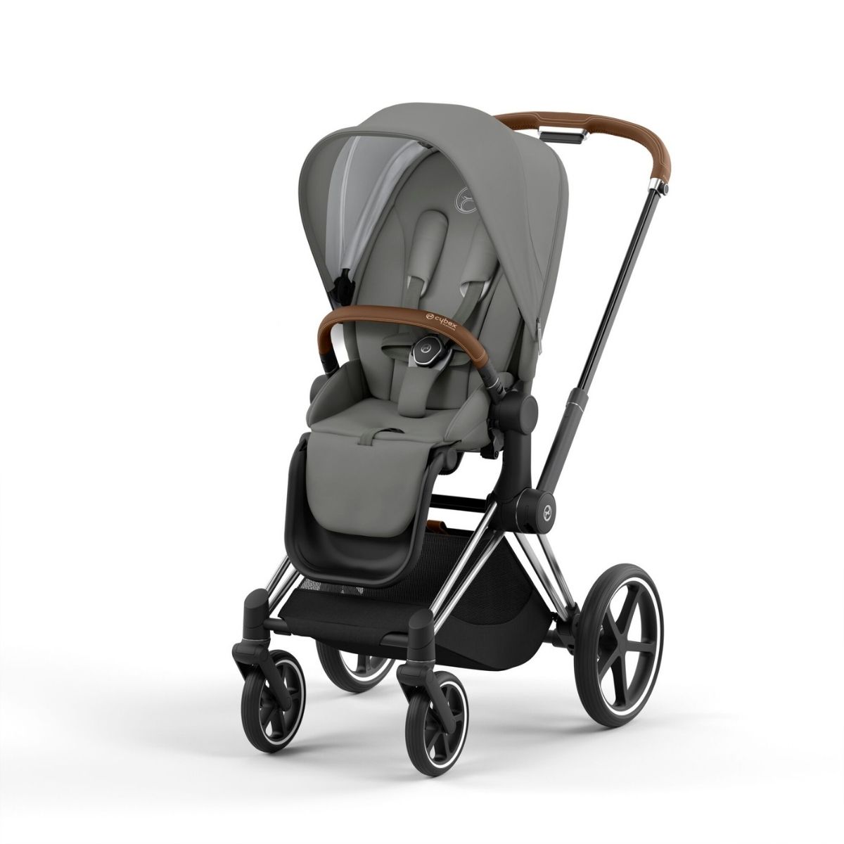 Cybex Priam 4 Kinderwagen Chrome Rahmen- Soho Grey Seat Pack