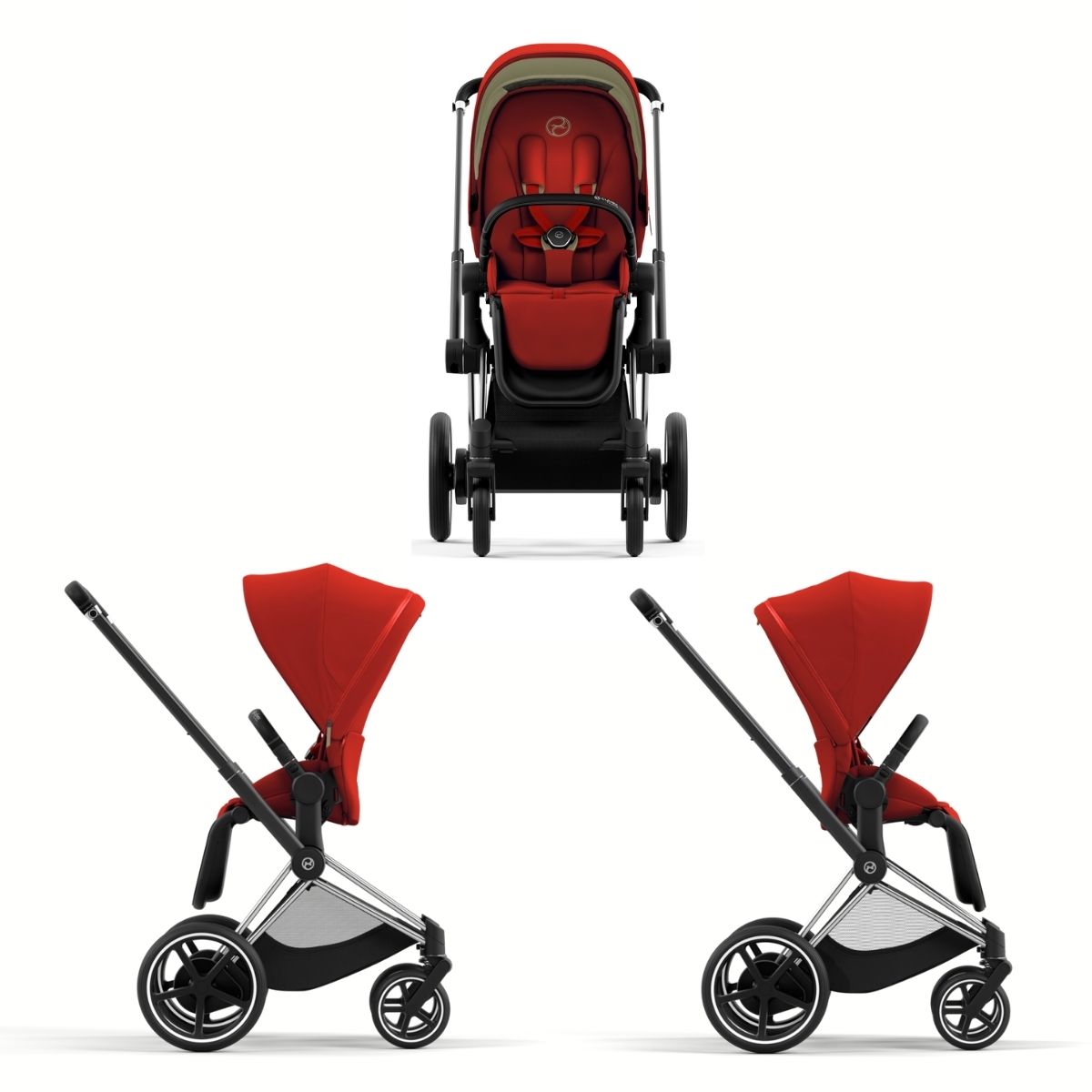 Cybex e-Priam 4 Kombikinderwagen Gestell Chrome Black, Stoff Autumn Gold