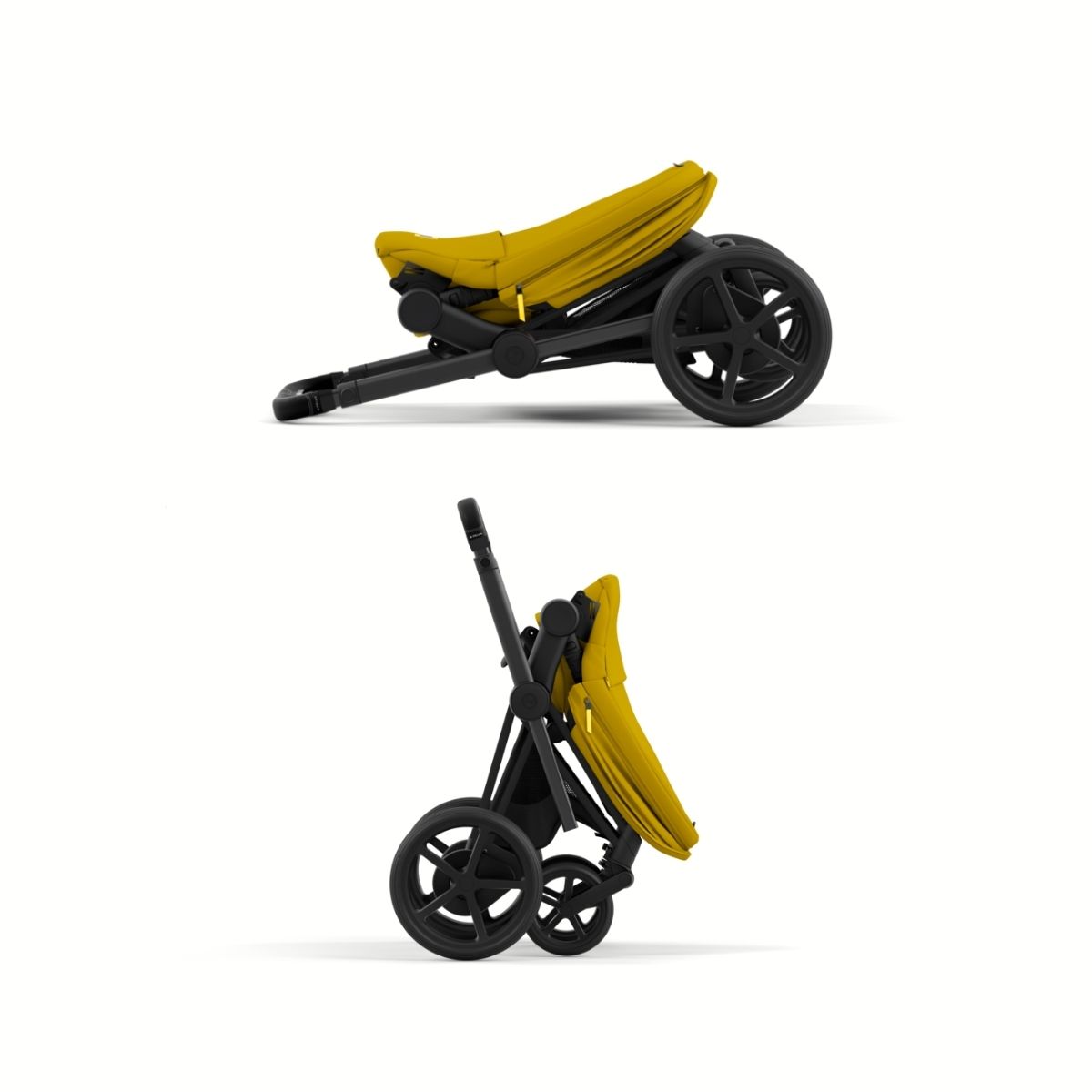 Cybex e-Priam 4 Kinderwagen Rahmen Matt Black, Sitz Mustard Yellow