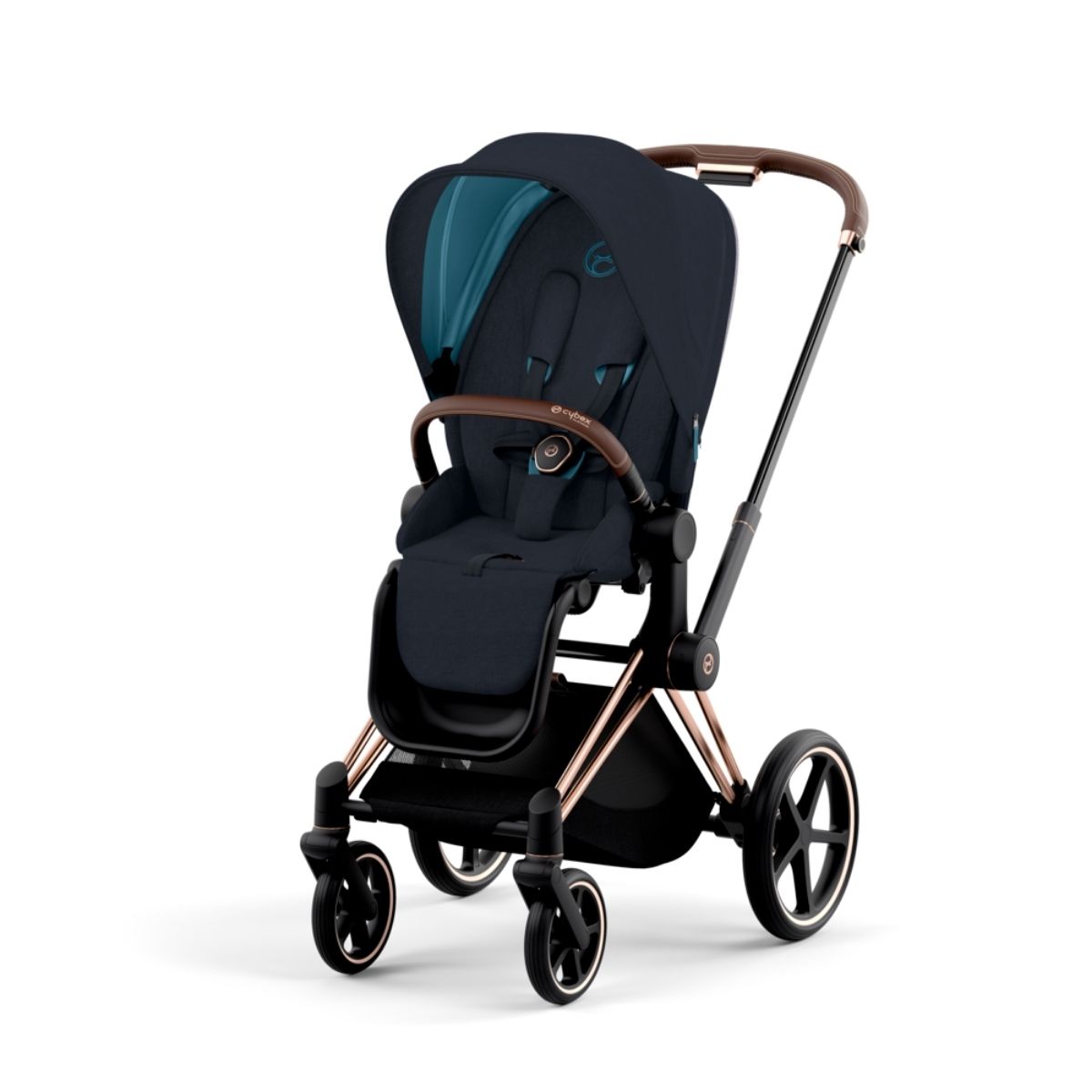 Cybex Priam 4 Kinderwagen Rosegold Rahmen- Midnight Blue Plus