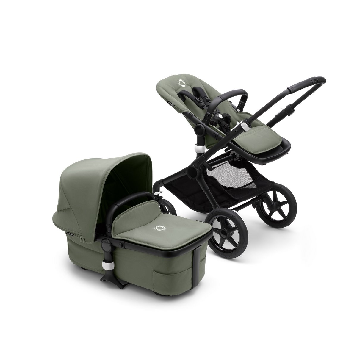 Bugaboo Fox3 Komplett Set Kombikinderwagen- SCHWARZ/WALDGRÜN-WALDGRÜN