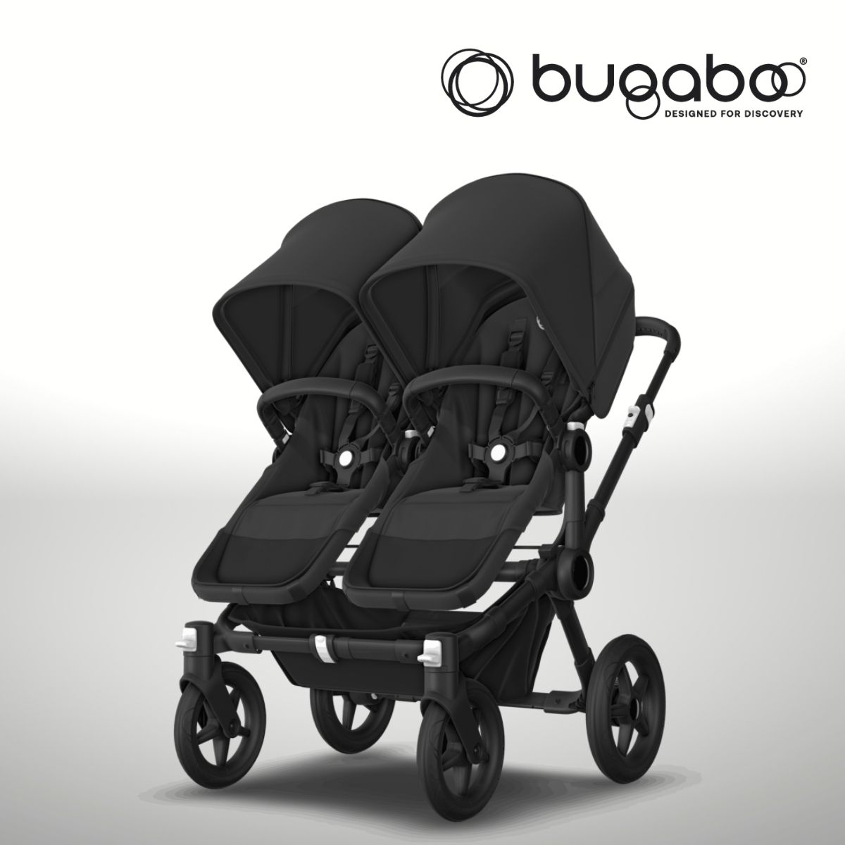 Bugaboo Donkey 5 Twin Zwillingskinderwagen- Schwarz- Mitternachtsschwarz- Mitternachtsschwarz