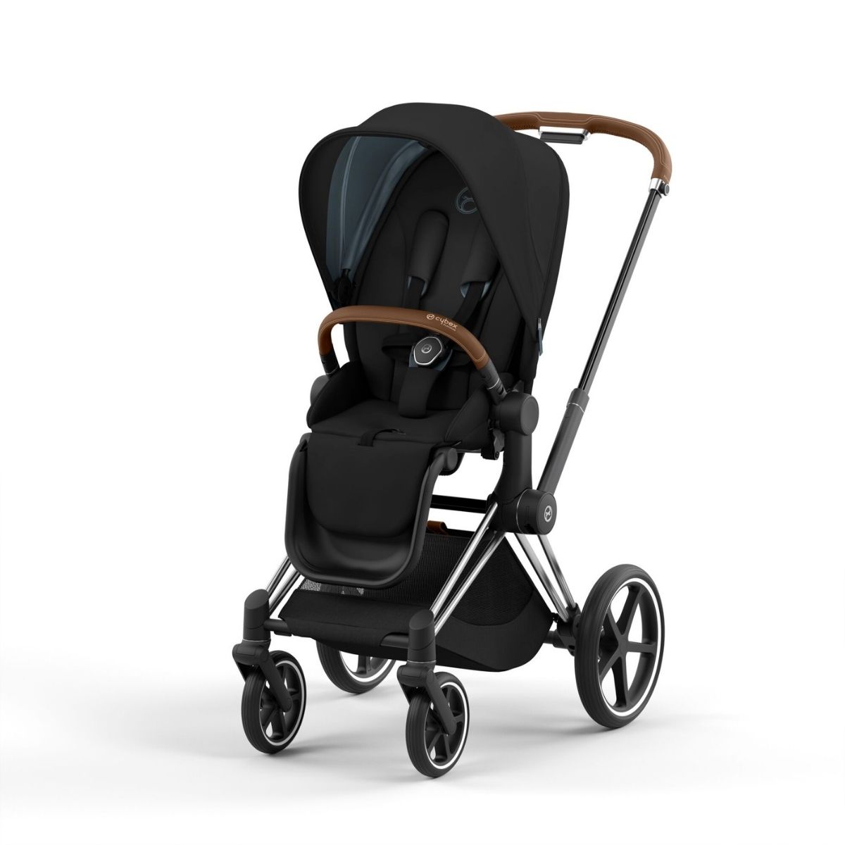 Cybex Priam 4 Kinderwagen Chrome Rahmen- Deep Black Seat Pack