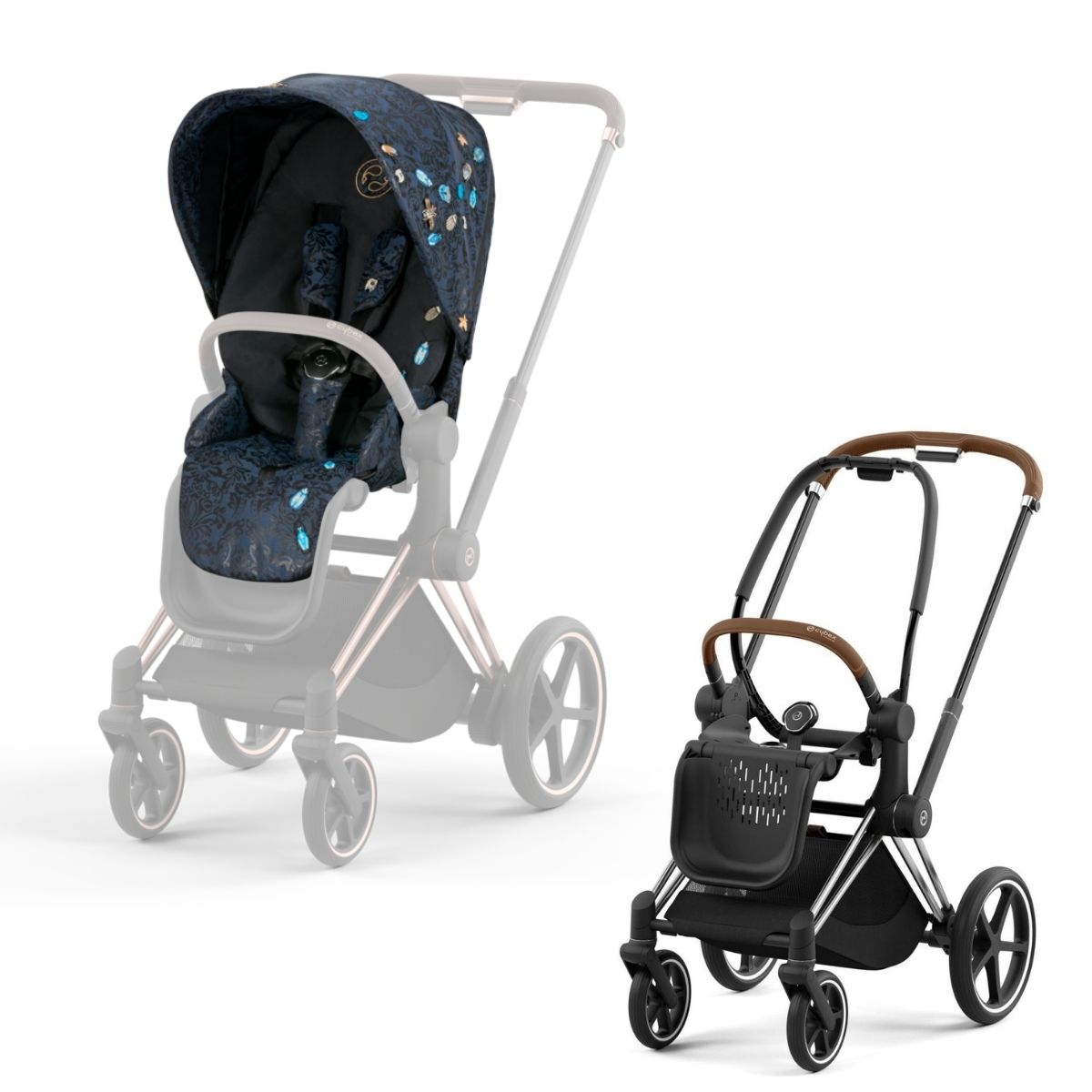 Cybex Priam 4 Kinderwagen Chrome Brown Rahmen- Jewels of Nature