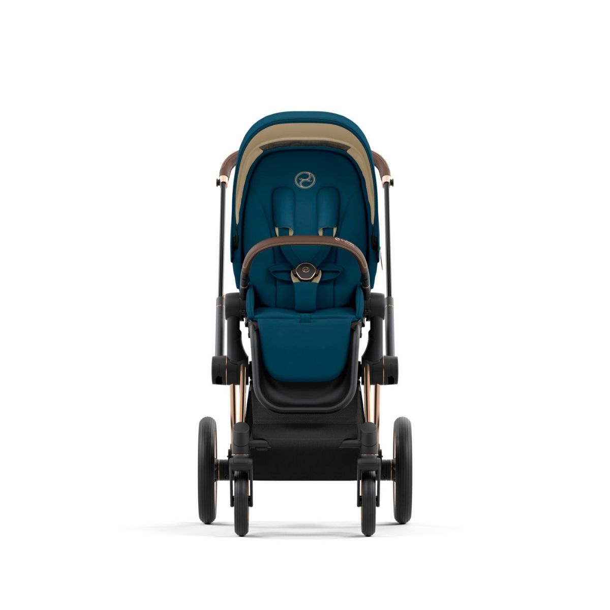 Cybex Priam 4 Kinderwagen Rosegold Rahmen- Mountain Blue Seat Pack