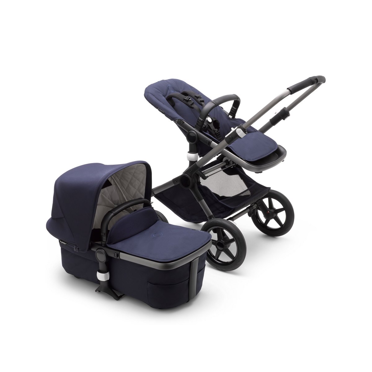 Bugaboo Fox3 Komplett Set Classic Kombikinderwagen- GRAPHIT/DUNKLES MARINE