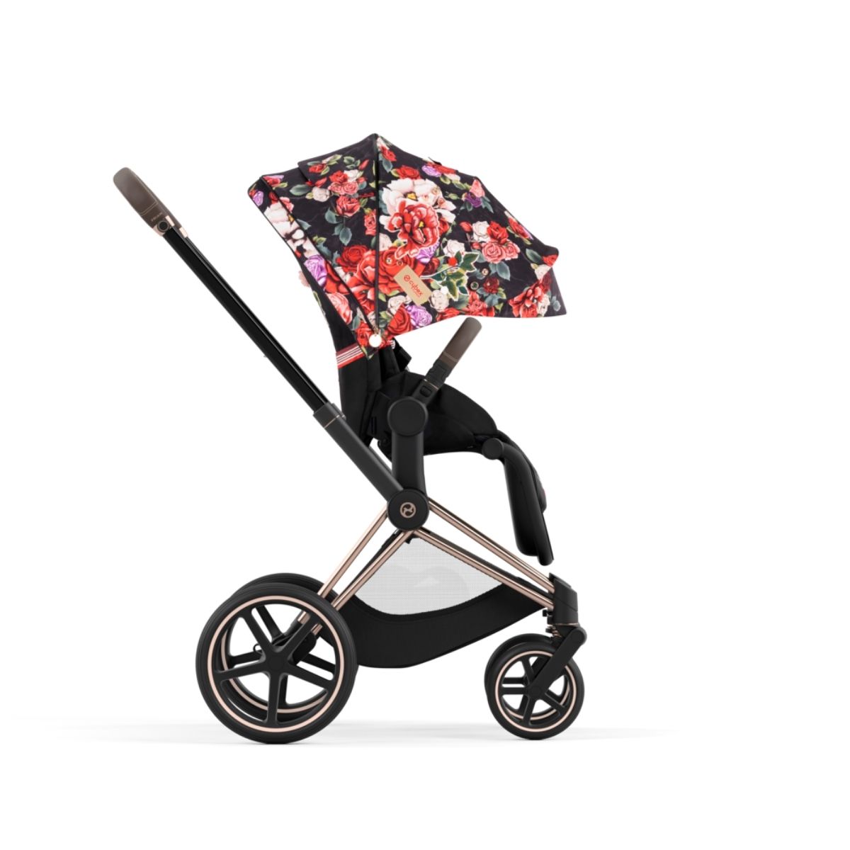 Cybex Priam 4 Kinderwagen Rosegold Rahmen- Spring Blossom Dark