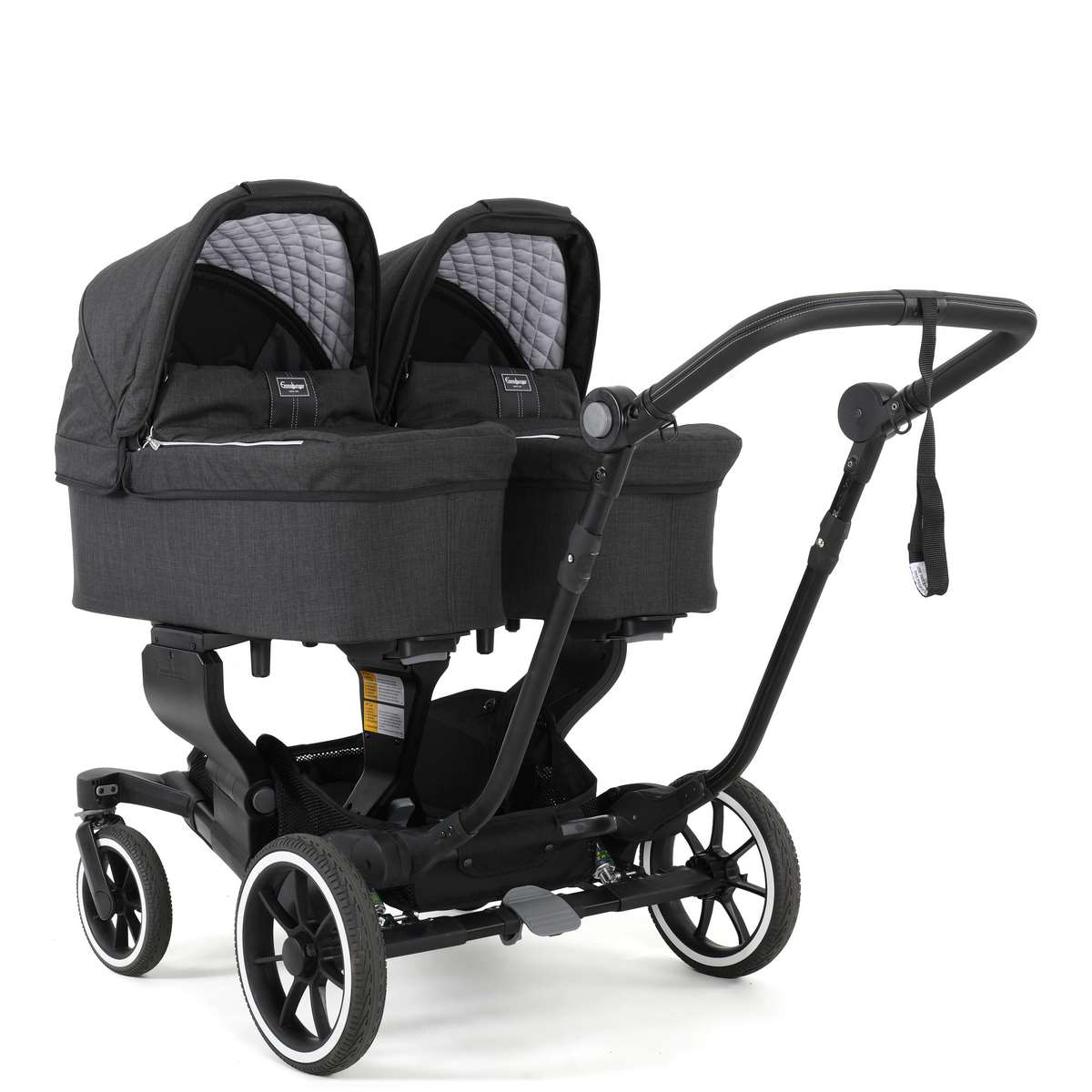 Emmaljunga NXT Twin mit Flat Sitz Zwillingskinderwagen Lounge Black, Black Gestell