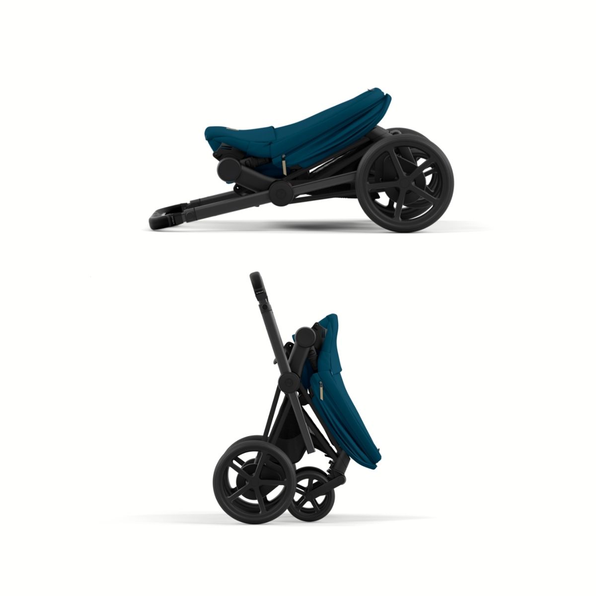 Cybex e-Priam 4 Kombikinderwagen Gestell Matt Black, Stoff Mountain Blue