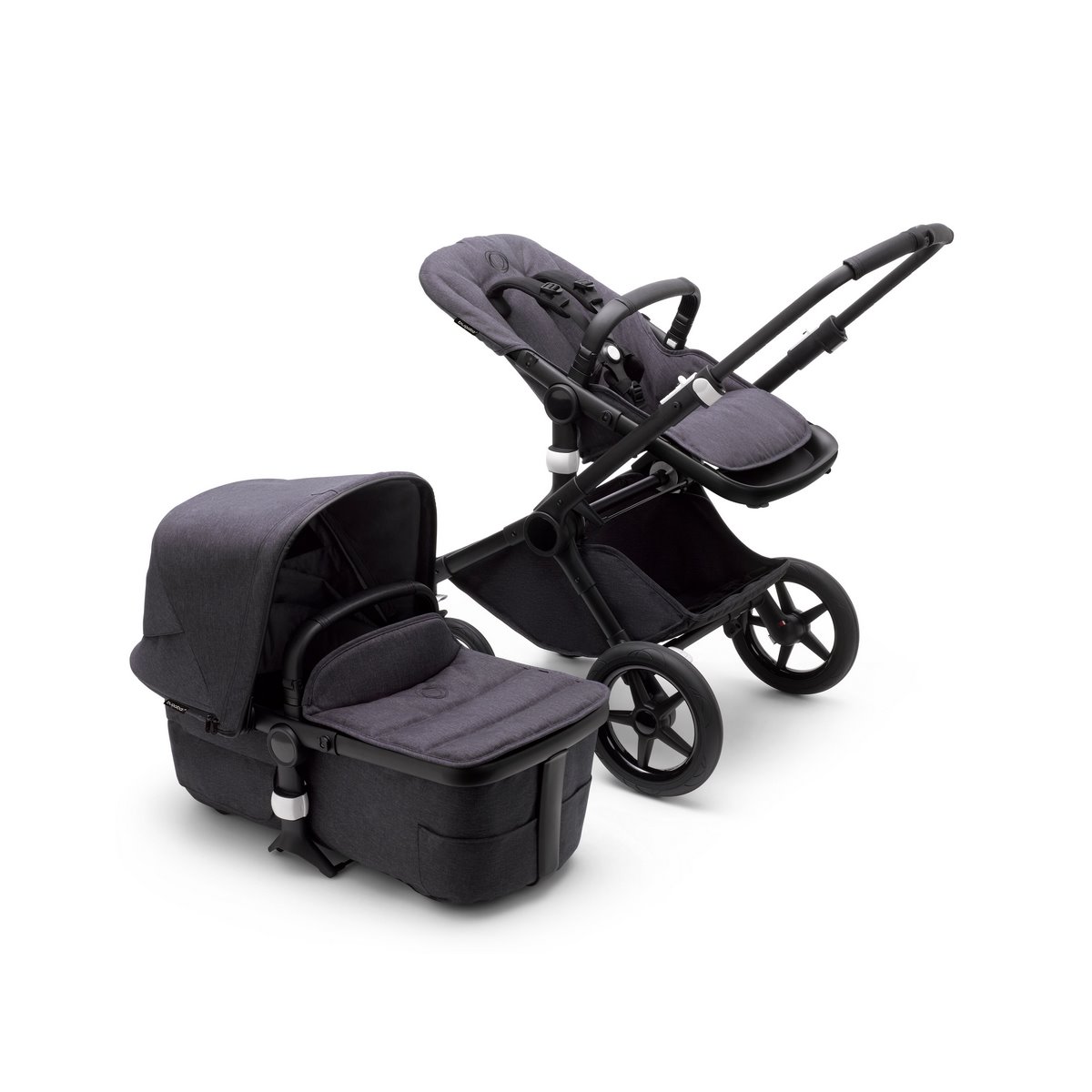 Bugaboo Fox3 Komplett Set Mineral Kombikinderwagen- SCHWARZ/VERWASCHENES SCHWARZ