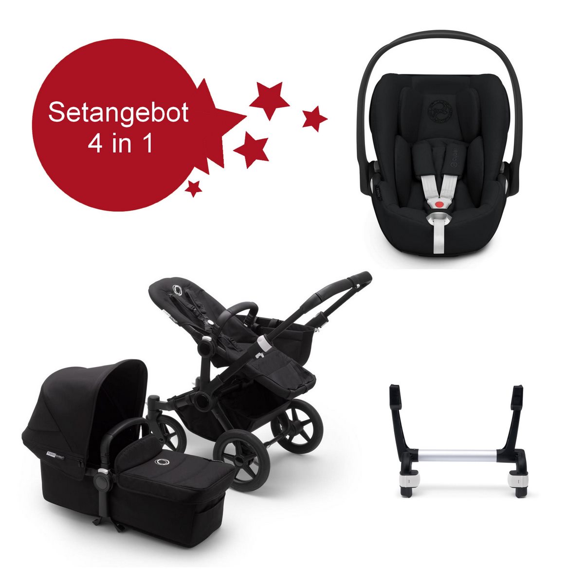 Bugaboo Donkey3 Mono Setangebot mit Cloud Z i-Size- Schwarz, Schwarz, Schwarz