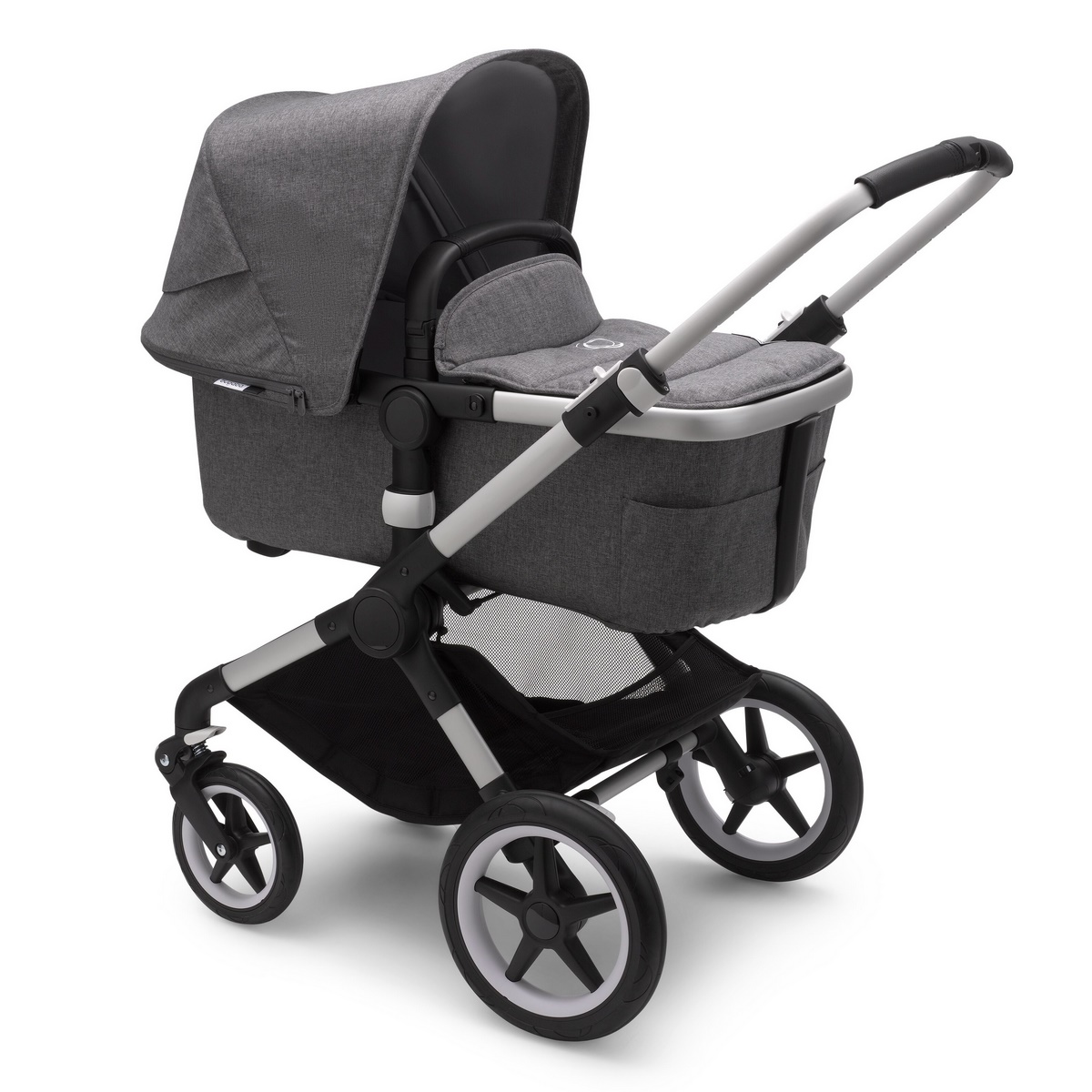 Bugaboo Fox2 Setangebot mit Babyschale Aton 5 - Alu, Grau Meliert