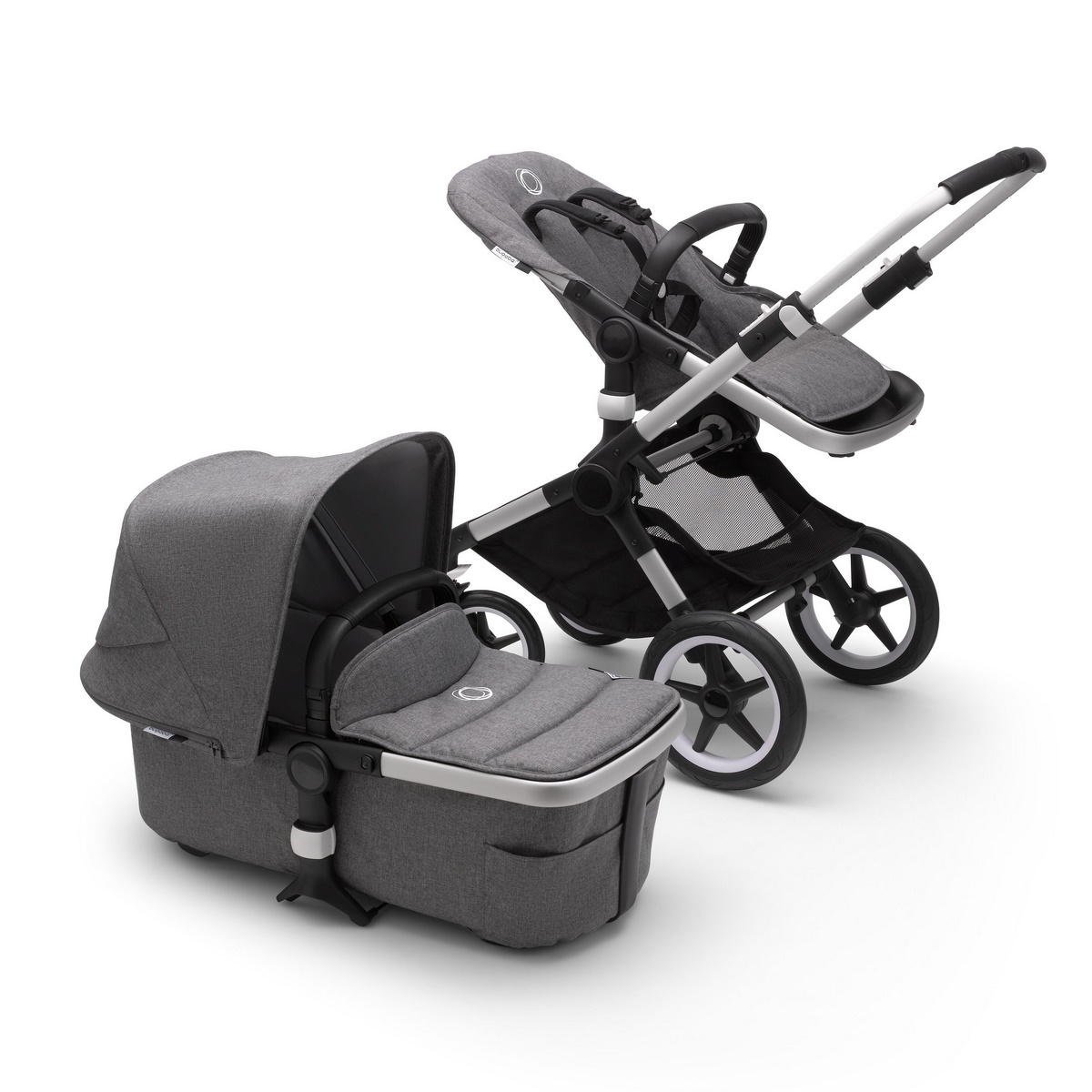 Bugaboo Fox2 Komplett Kombikinderwagen- Alu- Grau Meliert