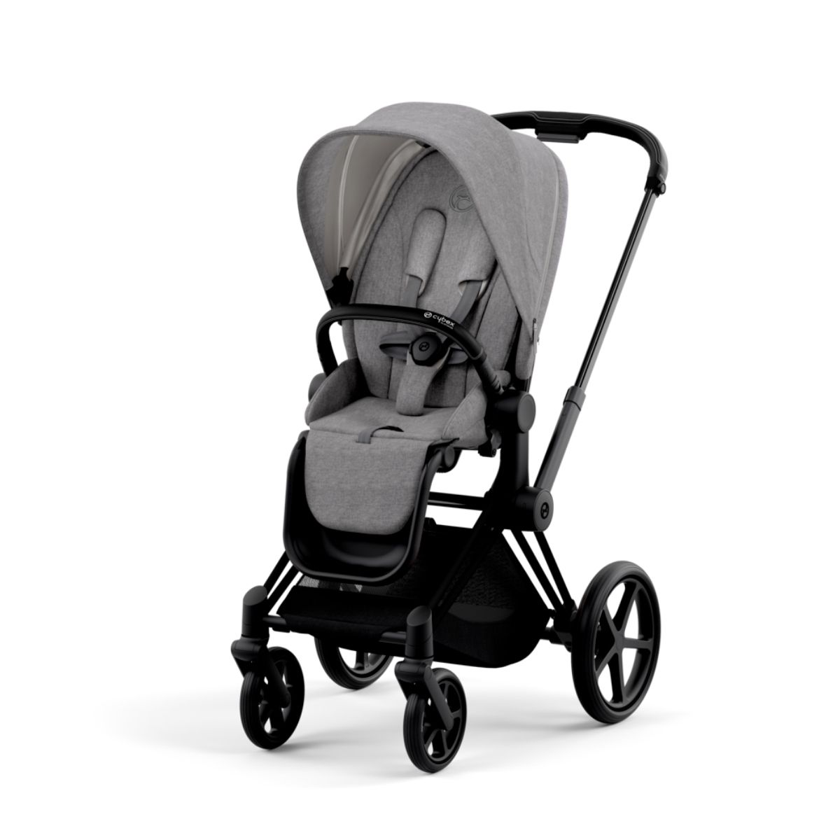 Cybex Priam 4 Kinderwagen Matt Black Rahmen- Manhattan Grey Plus