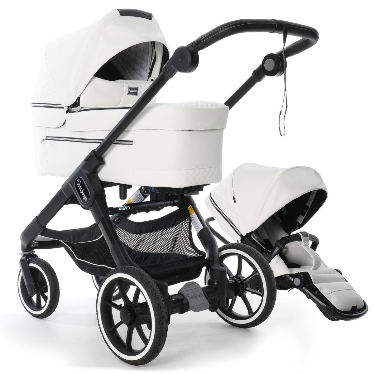 Emmaljunga NXT90 mit Ergo Sitz - De Luxe Polar White Leath., Black Gestell