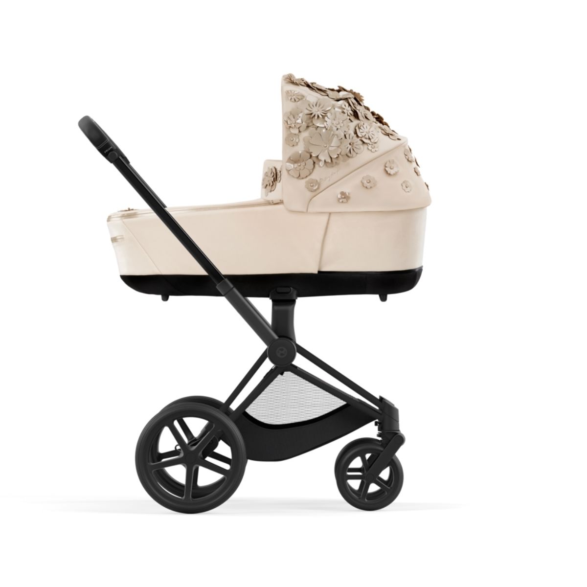 Cybex Priam 4 Kombikinderwagen- Matt Black Rahmen - Simply Flowers Beige