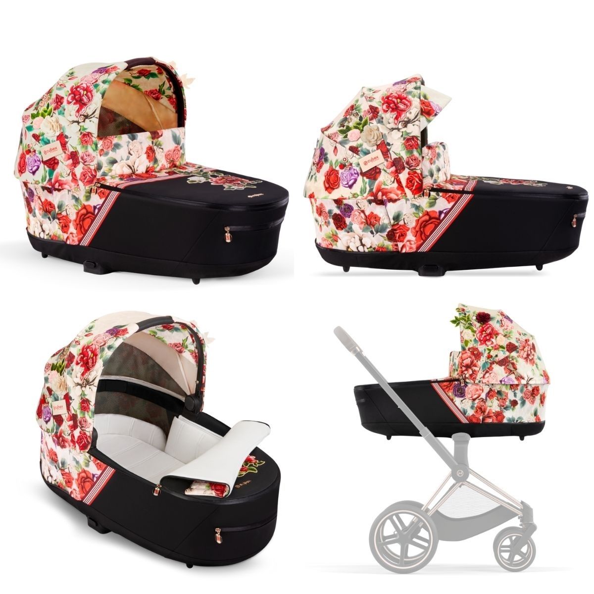 Cybex Priam 4 Kombikinderwagen- Rose Gold Rahmen - Spring Blossom Light