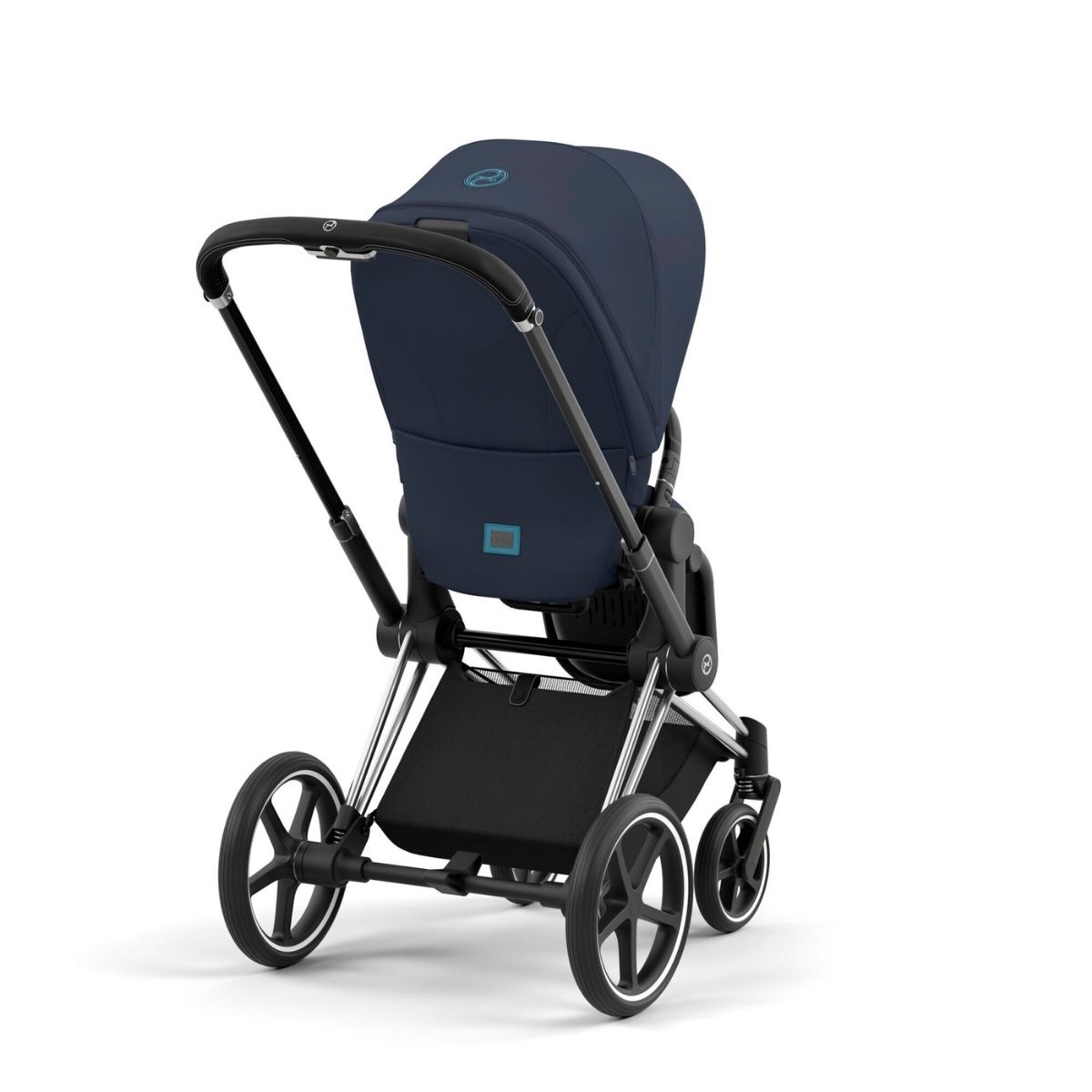 Cybex Priam 4 Kinderwagen Chrome Black Rahmen- Nautical Blue Seat Pack