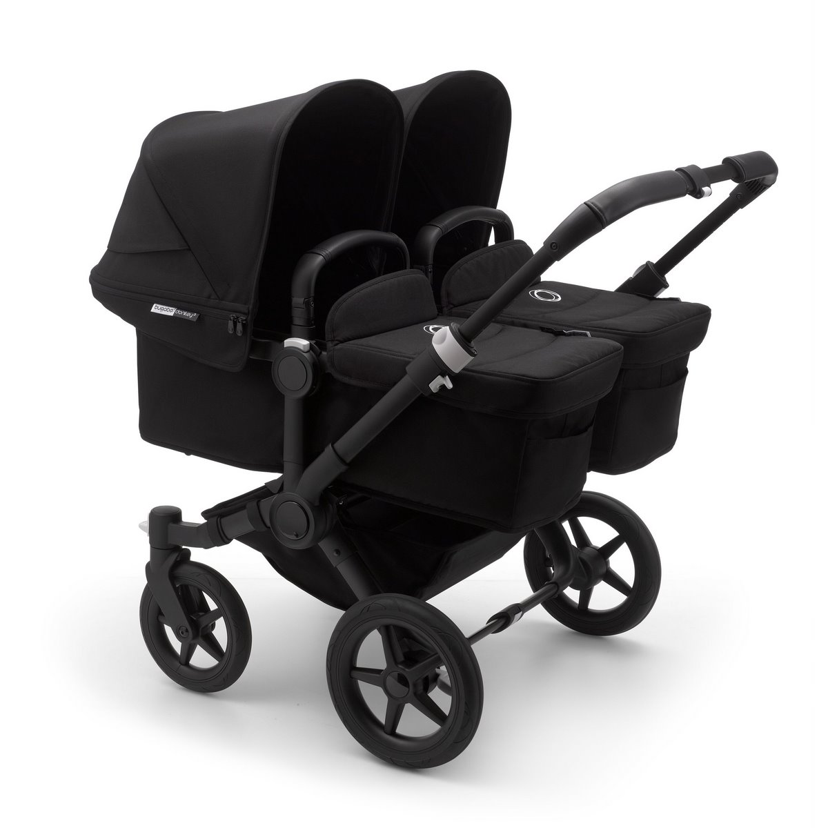 Bugaboo Donkey3 Twin Setangebot mit Fußsäcke- Schwarz, Schwarz, Schwarz