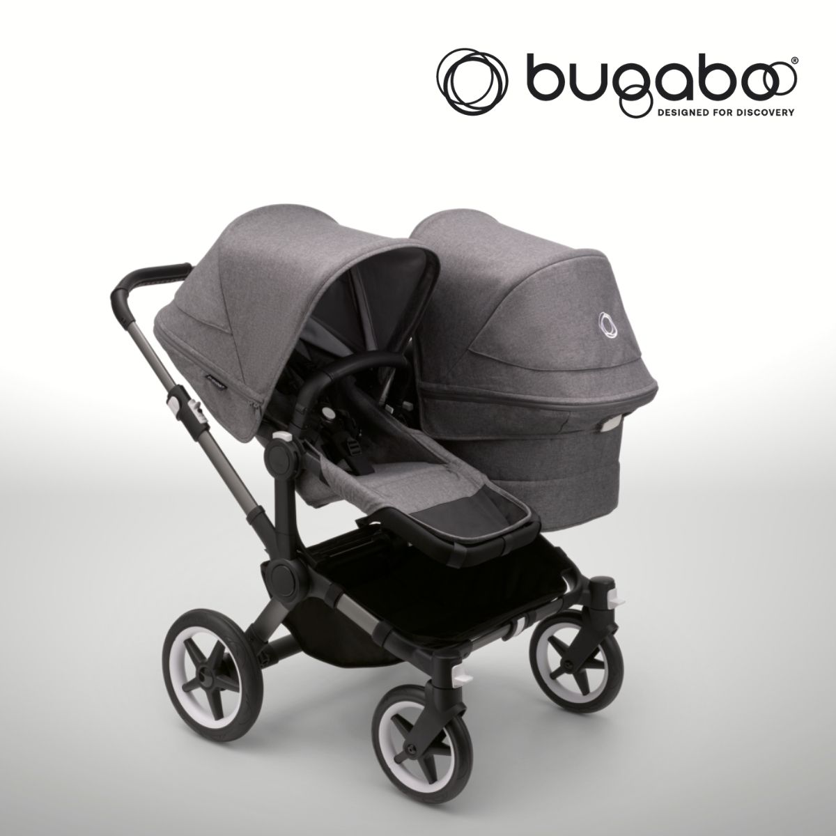 Bugaboo Donkey 5 Duo Geschwisterkinderwagen- Graphit- Grau Meliert- Grau Meliert