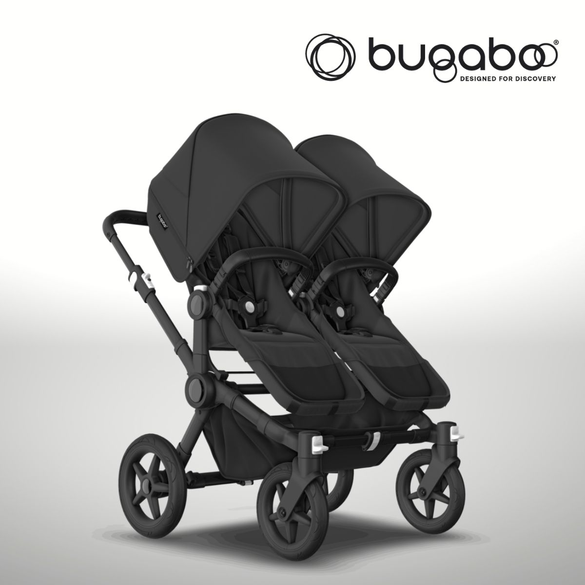 Bugaboo Donkey 5 Twin Zwillingskinderwagen- Schwarz- Mitternachtsschwarz- Mitternachtsschwarz