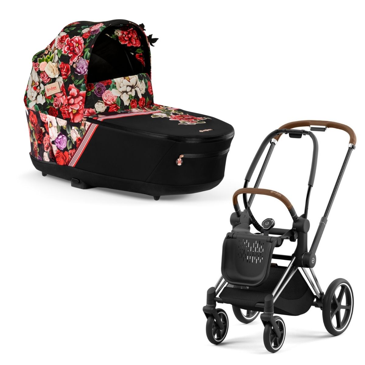 Cybex Priam 4 Kombikinderwagen- Chrome Rahmen - Spring Blossom Dark