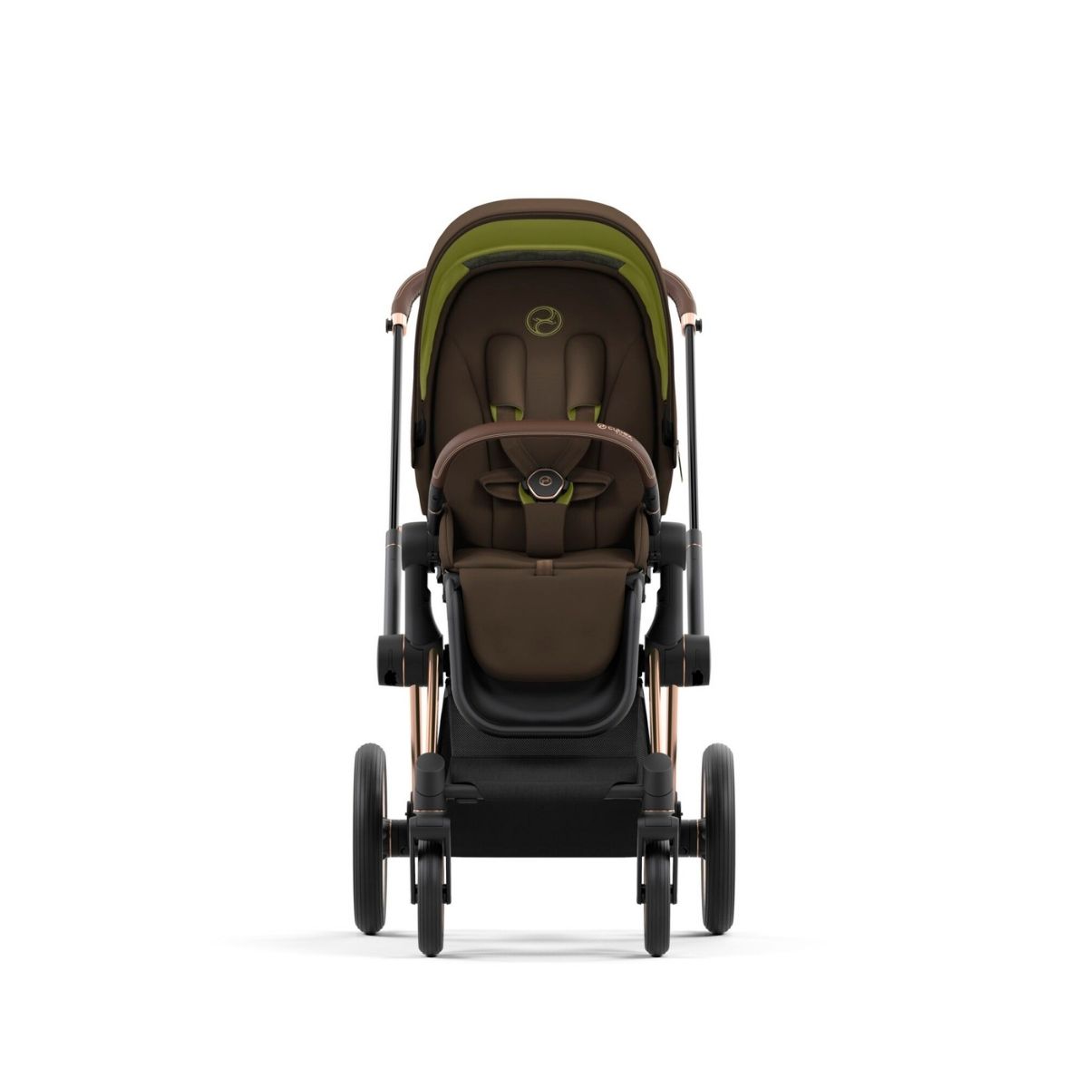 Cybex Priam 4 Kinderwagen Rosegold Rahmen- Khaki Green Seat Pack