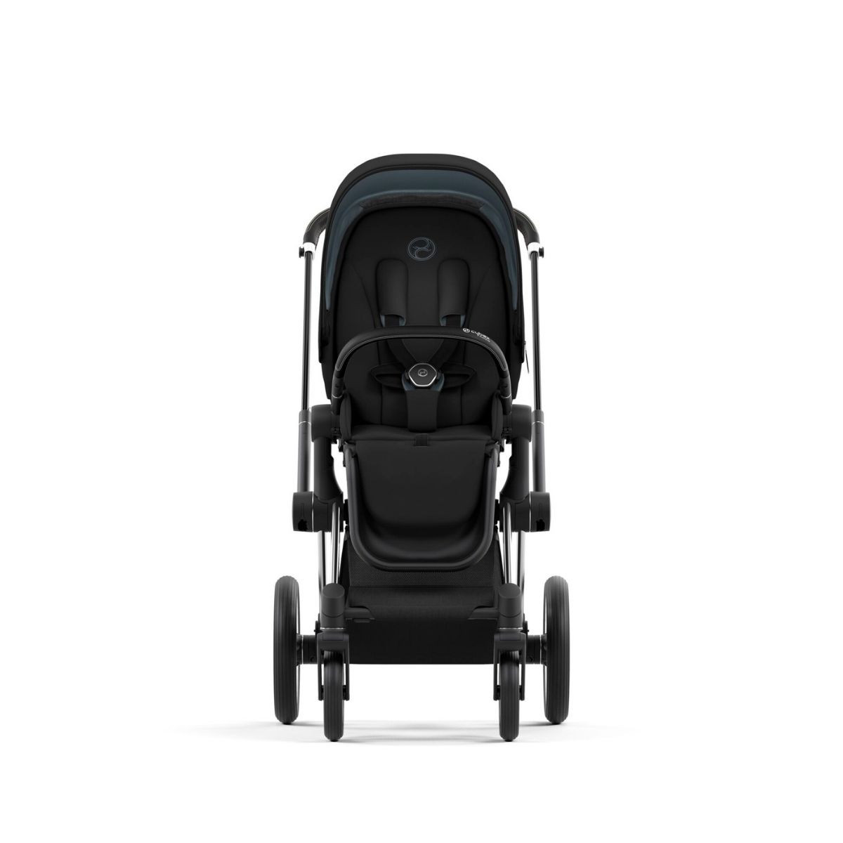 Cybex Priam 4 Kinderwagen Chrome Black Rahmen- Deep Black Seat Pack