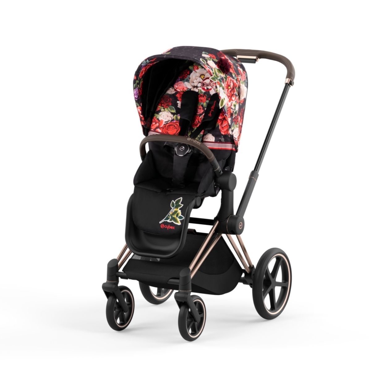 Cybex Priam 4 Kombikinderwagen- Rose Gold Rahmen - Spring Blossom Dark