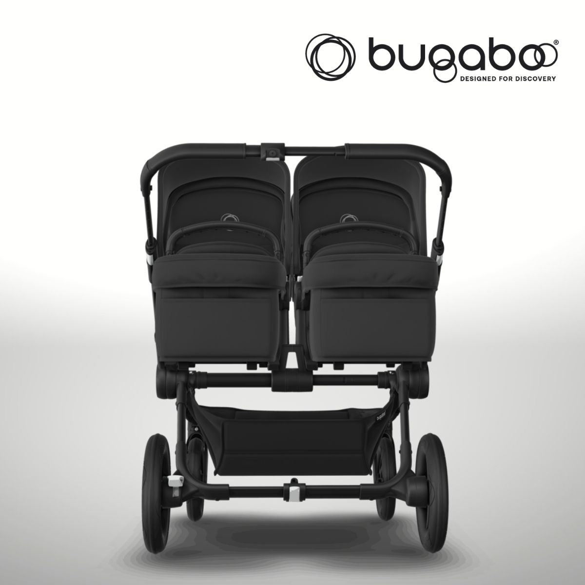 Bugaboo Donkey 5 Twin Zwillingskinderwagen- Schwarz- Mitternachtsschwarz- Mitternachtsschwarz