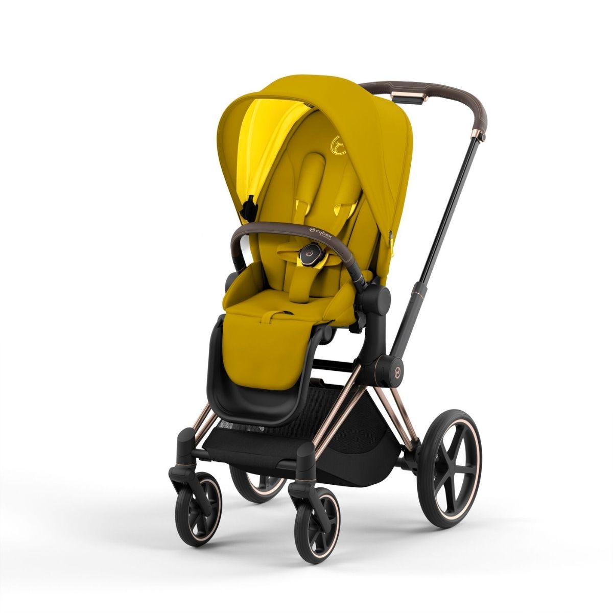 Cybex Priam 4 Kinderwagen Rosegold Rahmen- Mustard Yellow Seat Pack