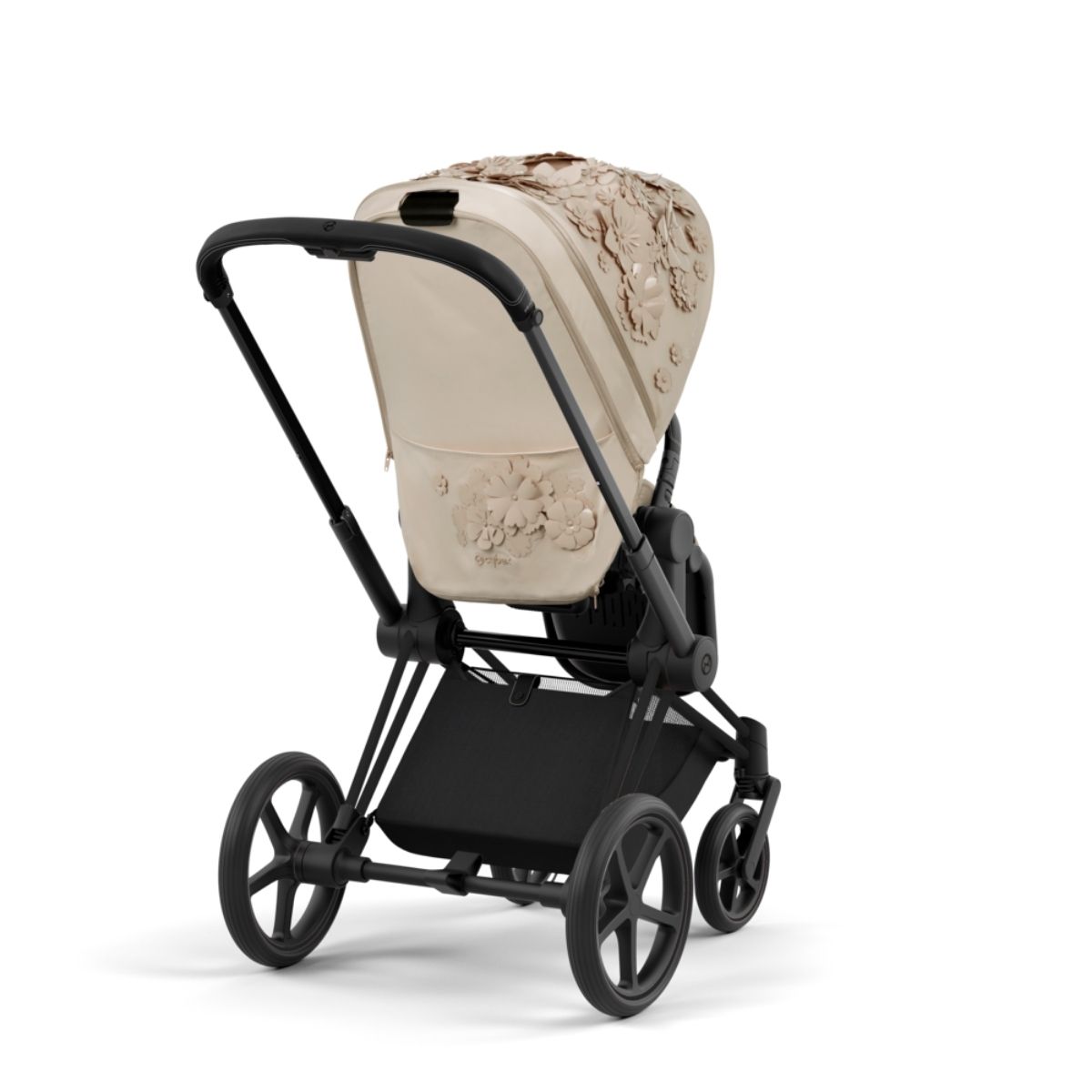 Cybex Priam 4 Kombikinderwagen- Matt Black Rahmen - Simply Flowers Beige