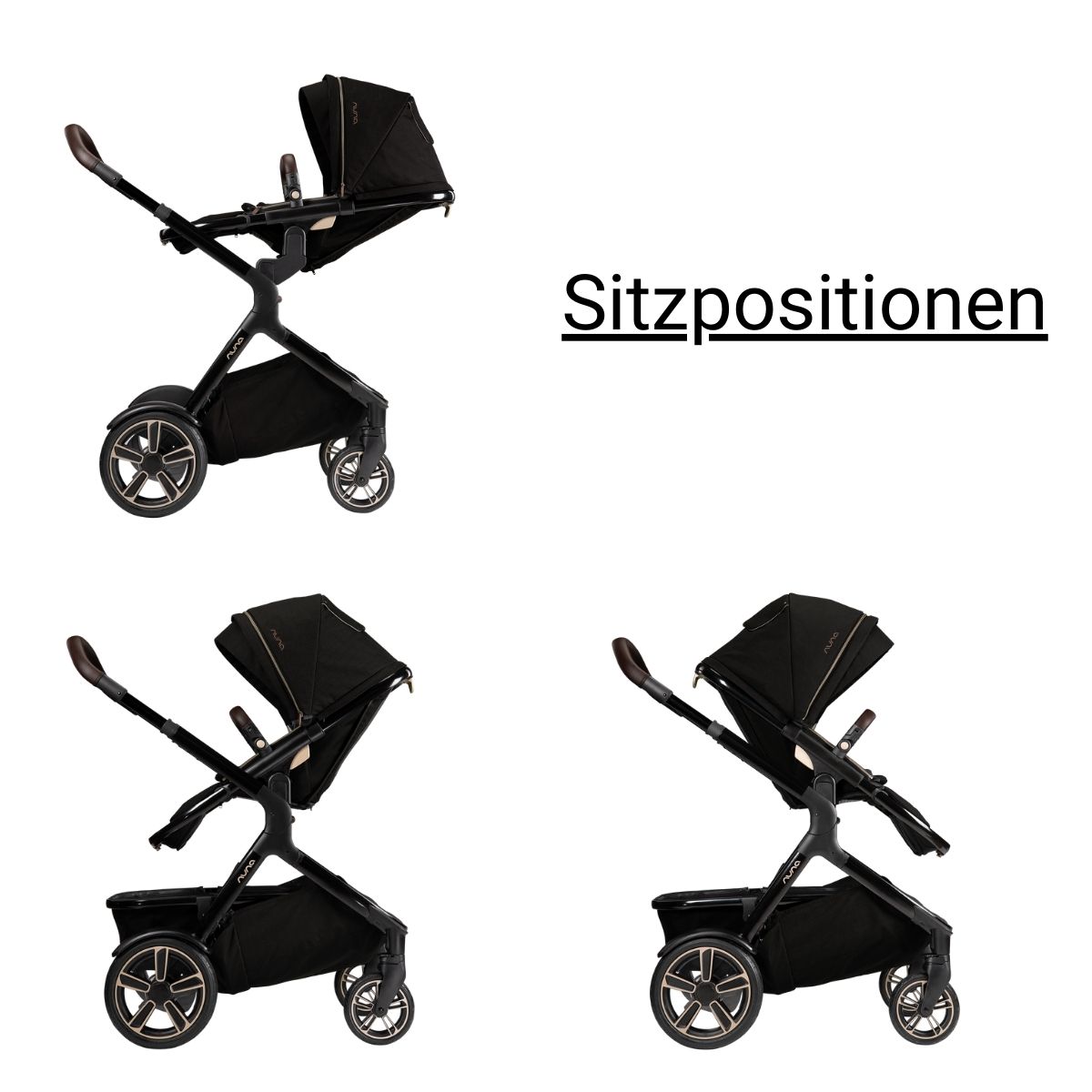 Nuna DEMI Grow Kinderwagen Sitzpositionen