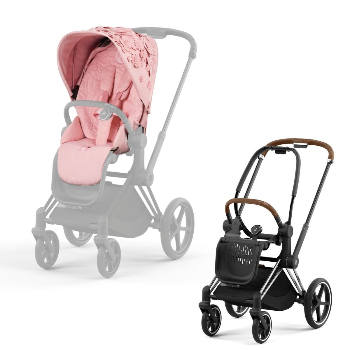 Cybex Priam 4 Kombikinderwagen- Chrome Rahmen - Simply Flowers Pink