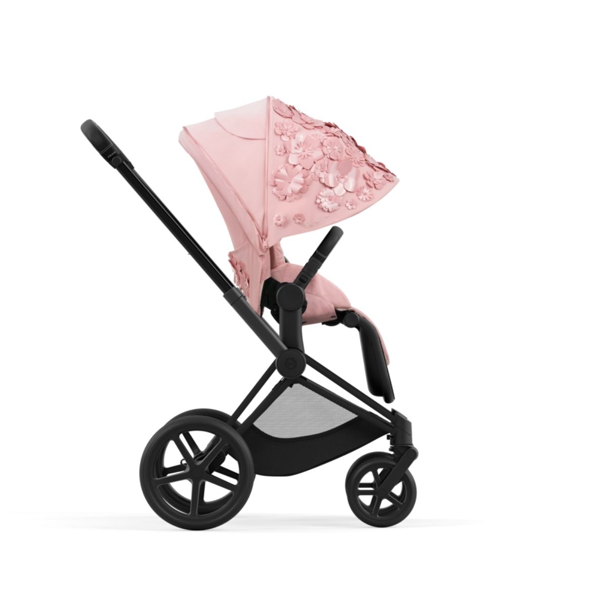 Cybex Priam 4 Kombikinderwagen- Matt Black Rahmen - Simply Flowers Pink