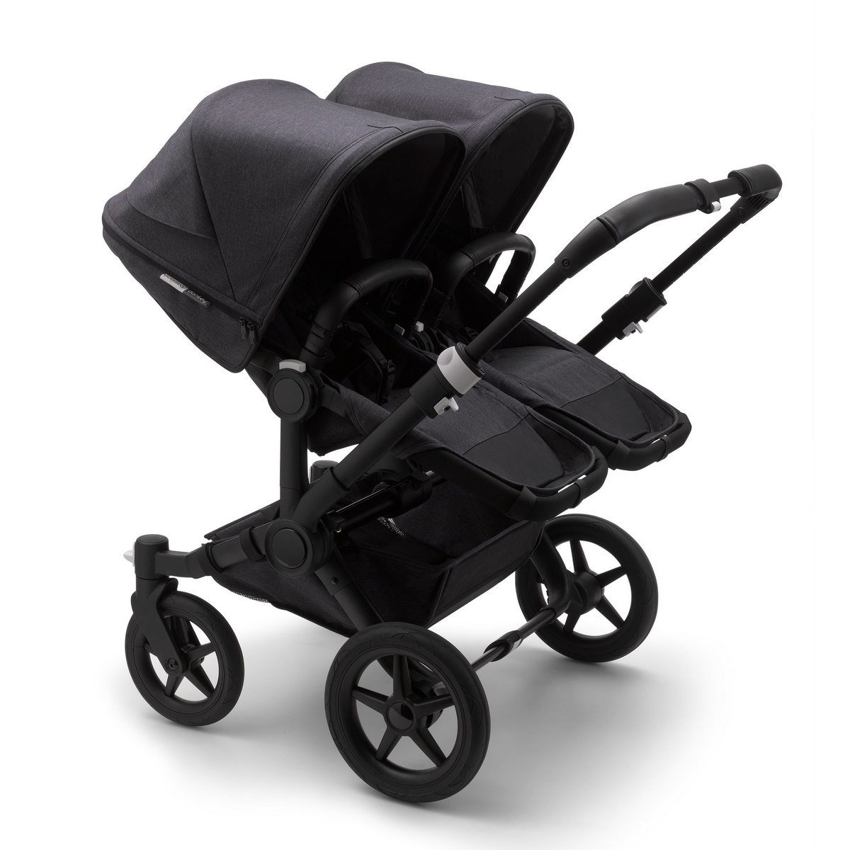 Bugaboo Donkey3 Twin Komplett Set Mineral Zwillingskinderwagen- Schwarz, Verwaschenes Schwarz