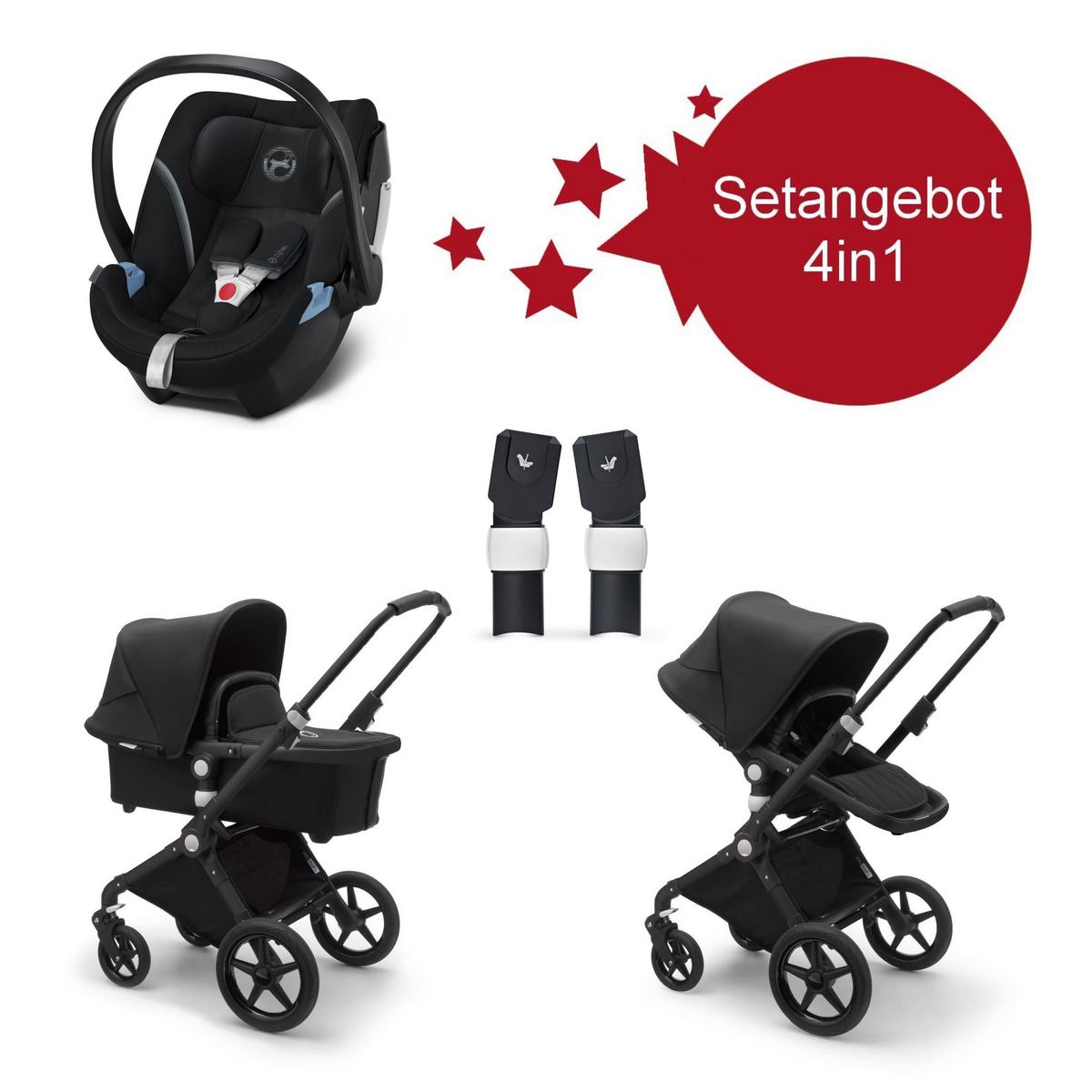 Bugaboo Lynx Setangebot mit Aton 5 Babyschale- Schwarz- Schwarz