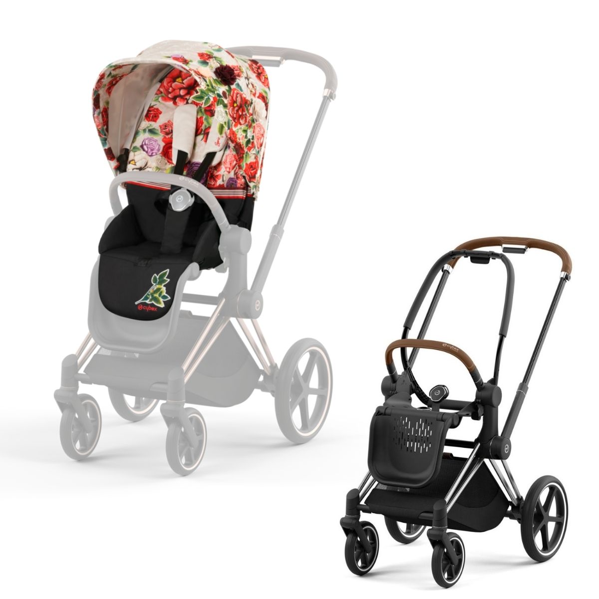 Cybex Priam 4 Kombikinderwagen- Chrome Rahmen - Spring Blossom Light