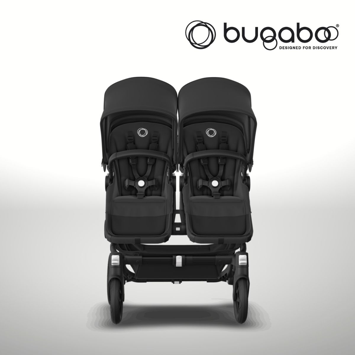 Bugaboo Donkey 5 Twin Zwillingskinderwagen- Schwarz- Mitternachtsschwarz- Mitternachtsschwarz