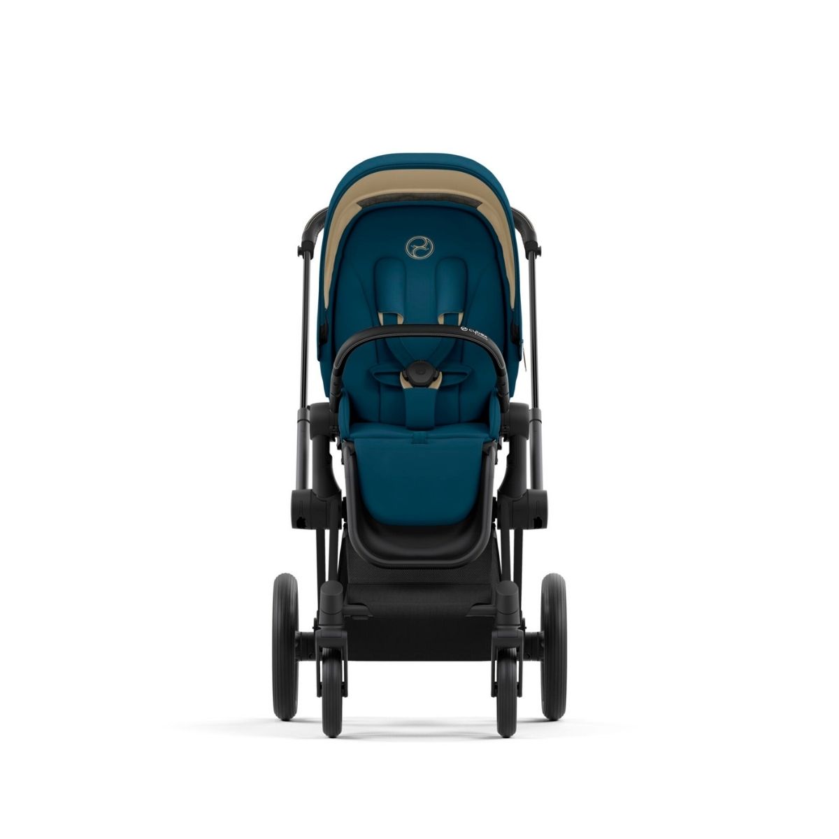 Cybex Priam 4 Kinderwagen Matt Black Rahmen- Mountain Blue Seat Pack