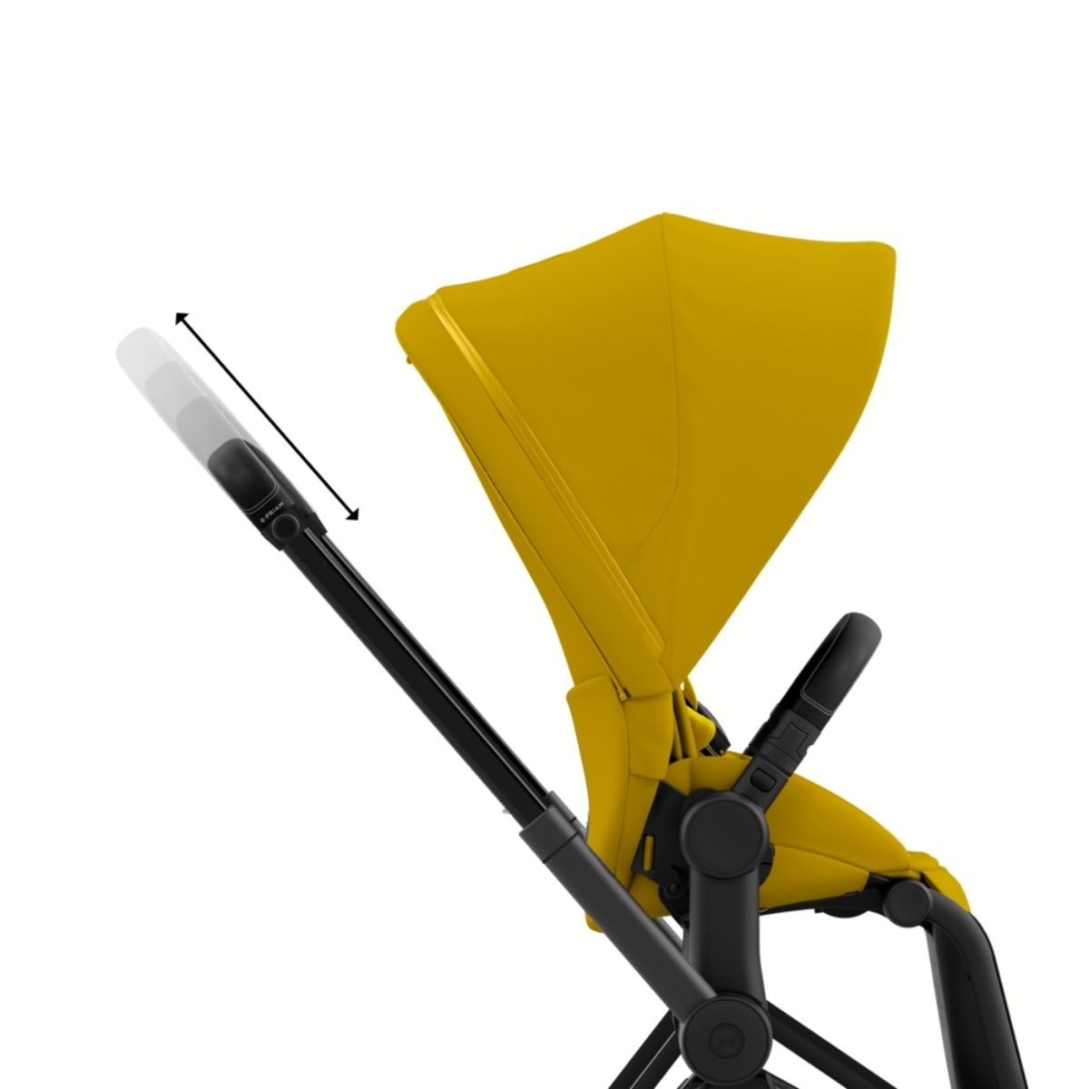 Cybex e-Priam 4 Kinderwagen Rahmen Matt Black, Sitz Mustard Yellow